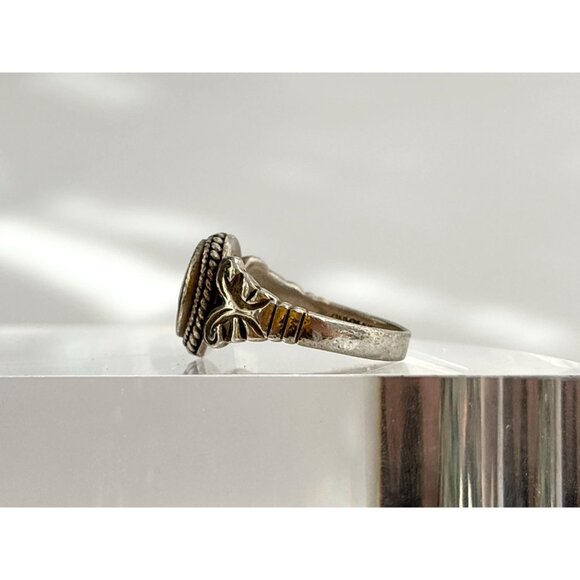 Thai Made Mother of Pearl Modernist 925 Sterling Silver Vintage Ring - sz 6.25 - Picture 4 of 12